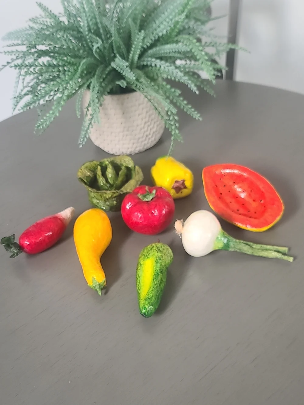 Handmade Paper Mache  Vegetable Set Of 8